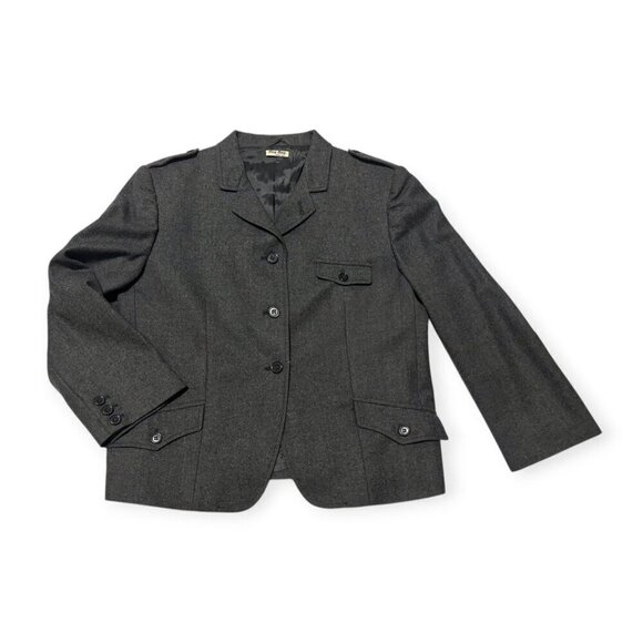 Miu Miu Gray Virgin Wool Blazer Jacket, Size 46Italy,‎ M/L - Picture 4 of 13